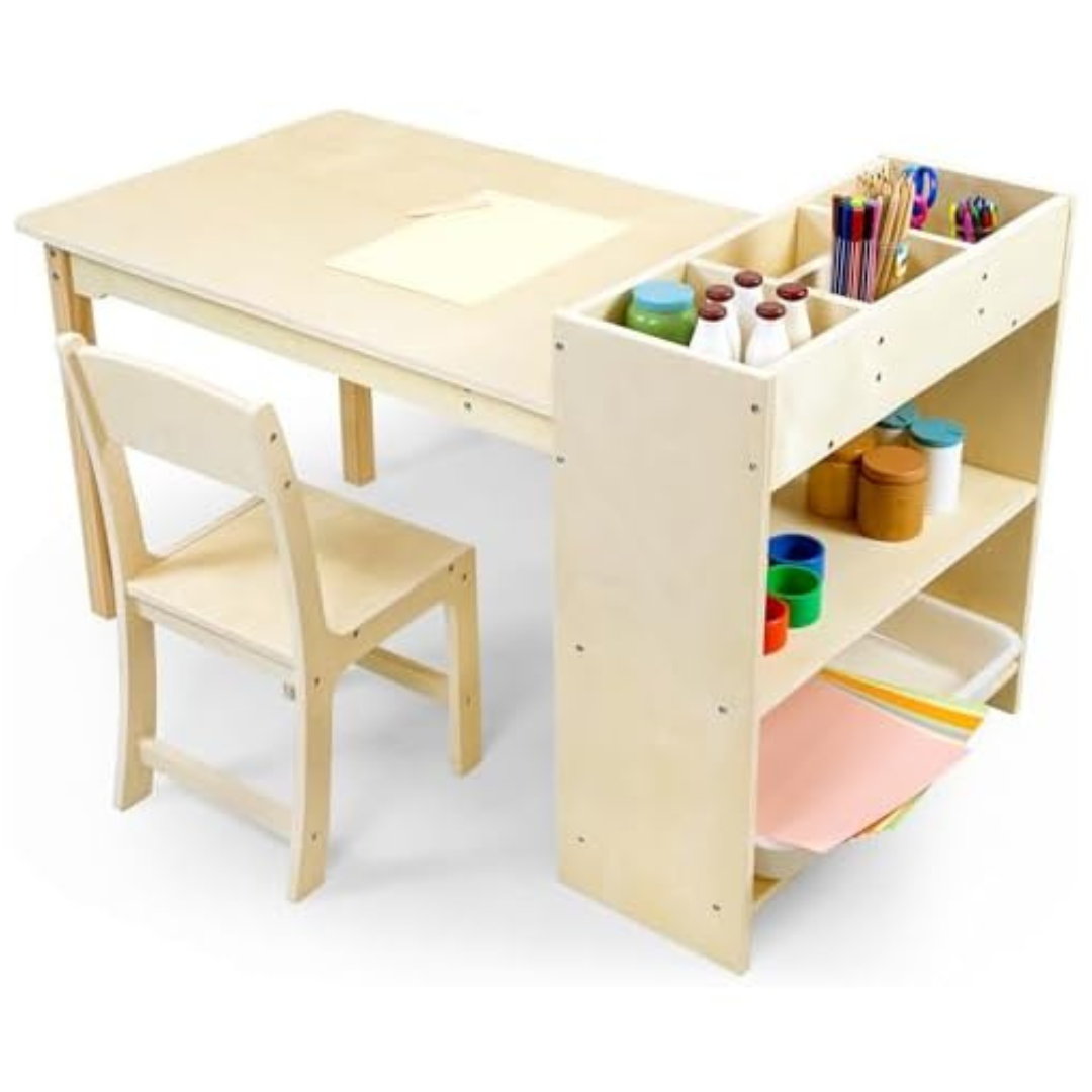 Kids Birch Wooden Activity Craft Art Table And Chair Set