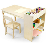 Kids Birch Wooden Activity Craft Art Table And Chair Set