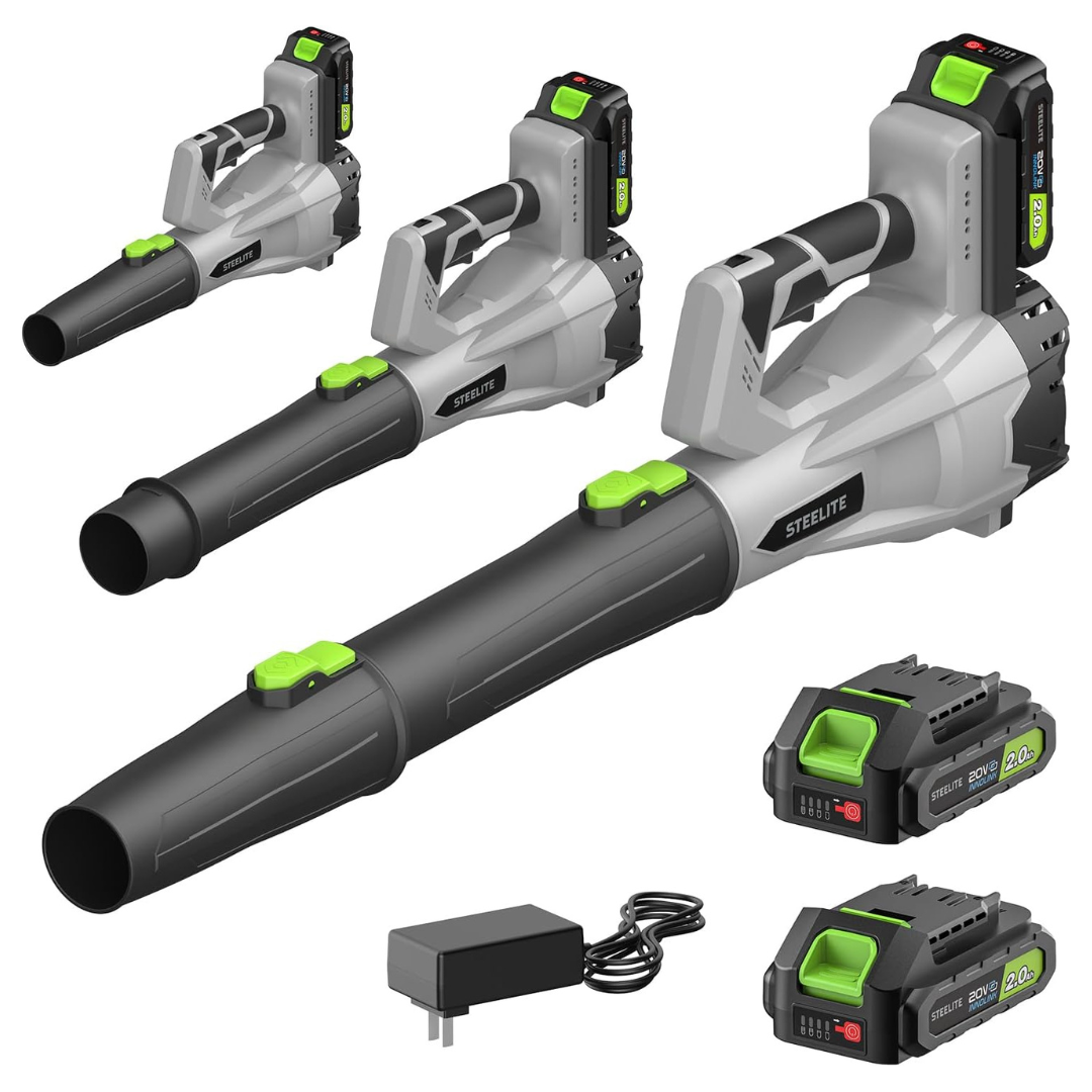 21V 150 MPH 600 CFM Cordless Leaf Blower With 2 x 2.0Ah Batteries