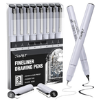 8-Count Fineliner Waterproof Black Pigment Ink Drawing Pens