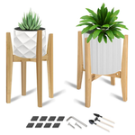 2-Pack Bamboo Modern Adjustable Plant Stand