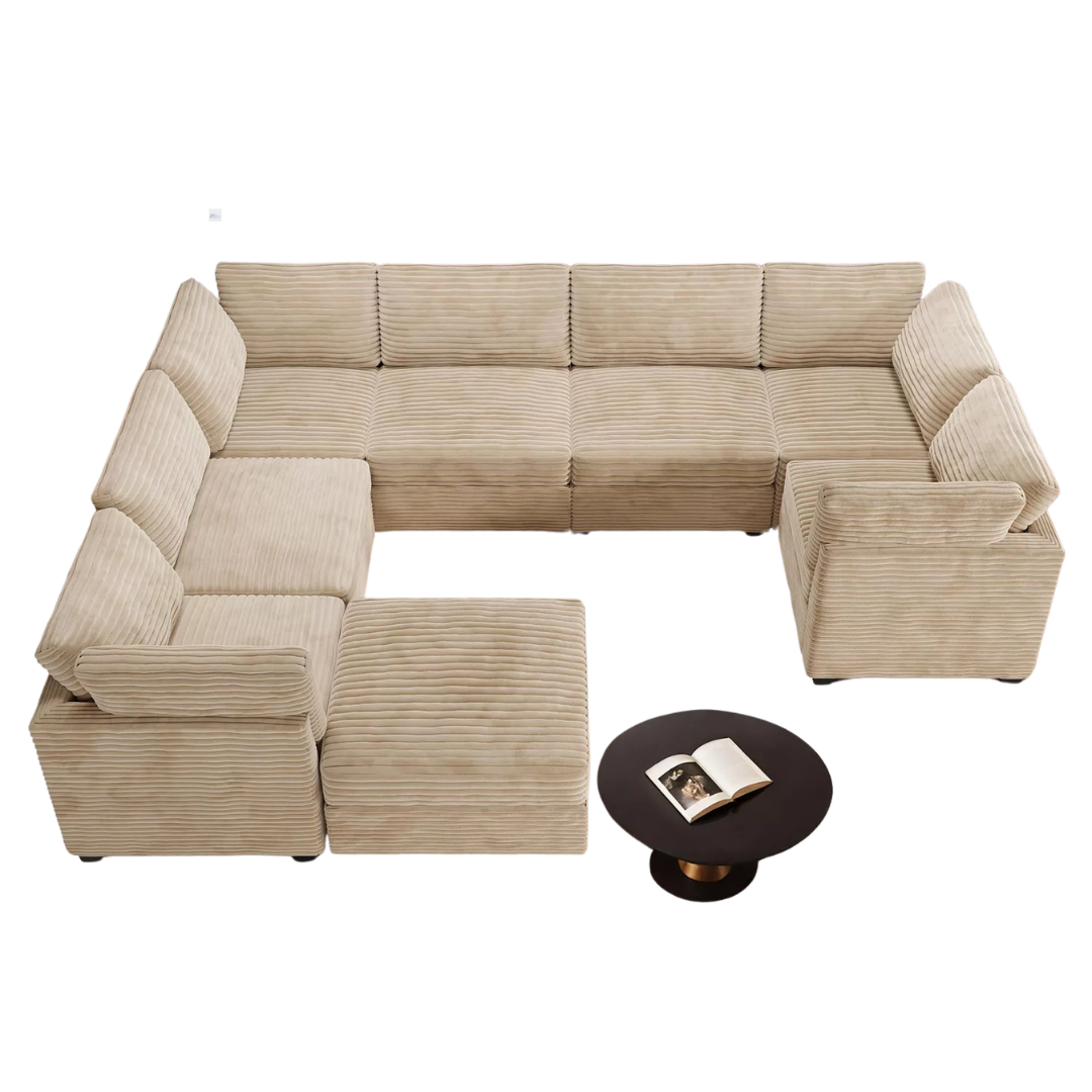 Xizzi 8-Piece U-Shaped Deep Seat Cloud Couch With Chaise Ottoman
