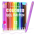 12-Count Four Candies 0.7mm Quick Dry Ink Colored Pens Set