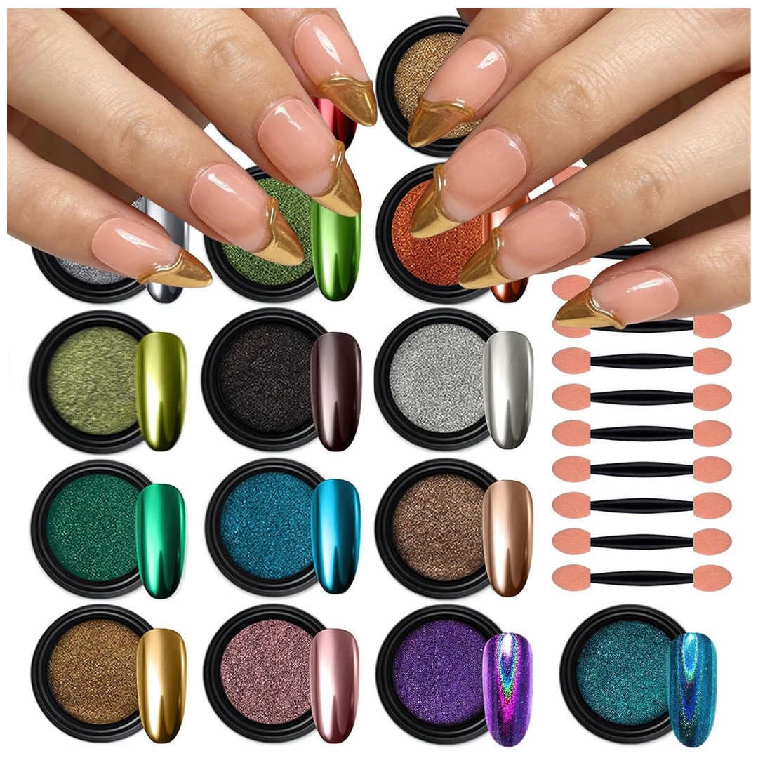 16-Colors Artdone Chrome Nail Powder Glitter Dust Kit