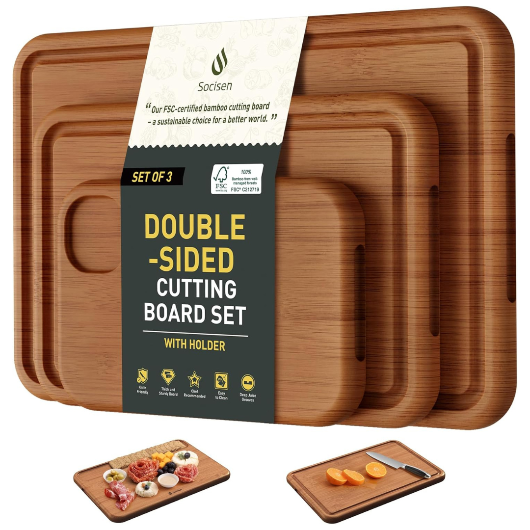 3-Packs Bamboo Cutting Board Set