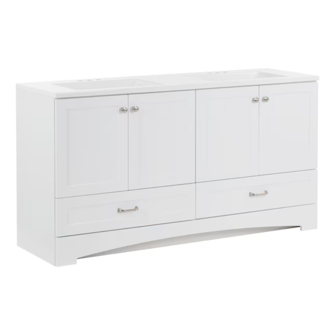 60" Marble Top Double Sink Bathroom Vanity