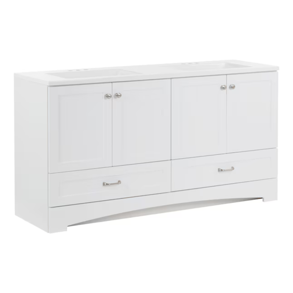 60" Marble Top Double Sink Bathroom Vanity