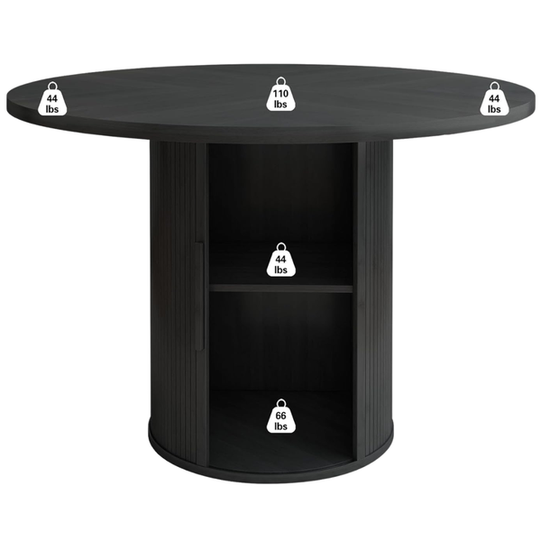 Weselon 47" Round Dining Table W/ 2-Layer Storage Shelf