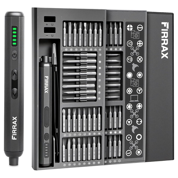 76-in-1 Mini Electric Screwdriver Set W/ 5 Torque Settings, 64 Bits & LED Lights