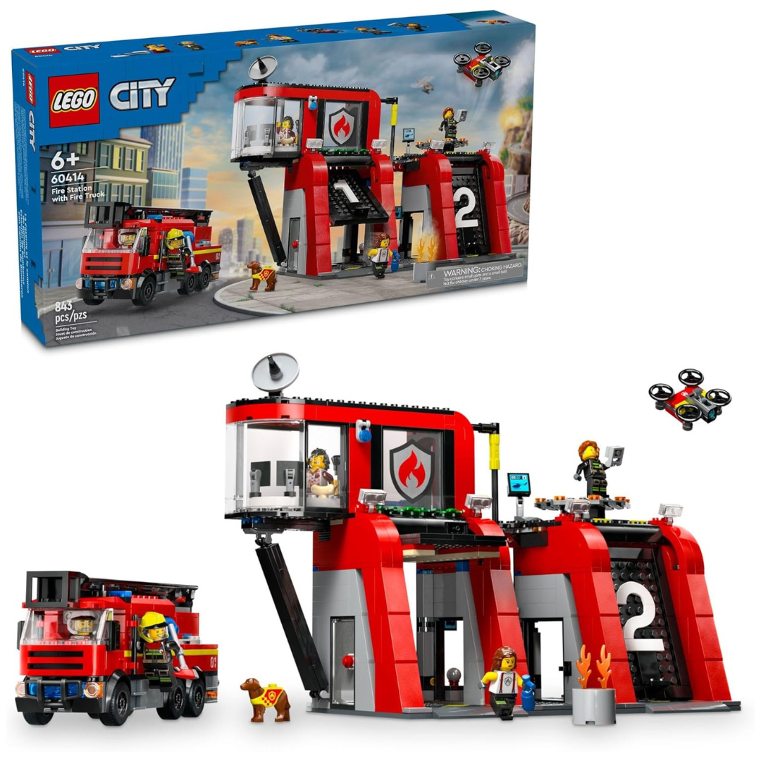 LEGO City Fire Station With Fire Truck Pretend Play Toy 60414 (843 Pieces)