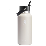 32oz Hydro Flask Insulated Stainless Steel Wide Straw Lid Water Bottle (Oat)