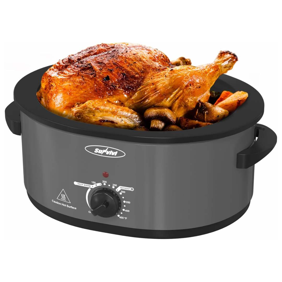 8QT Stainless Steel Roaster Oven With Self-Basting Lid