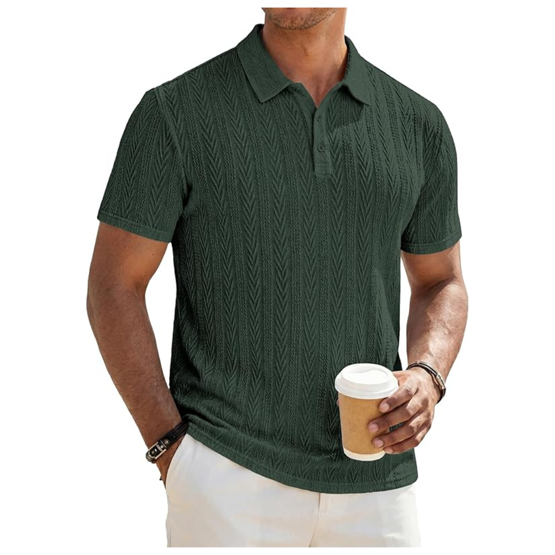 JMIERR Men's Summer Short Sleeve Knit Textured Polo Shirt