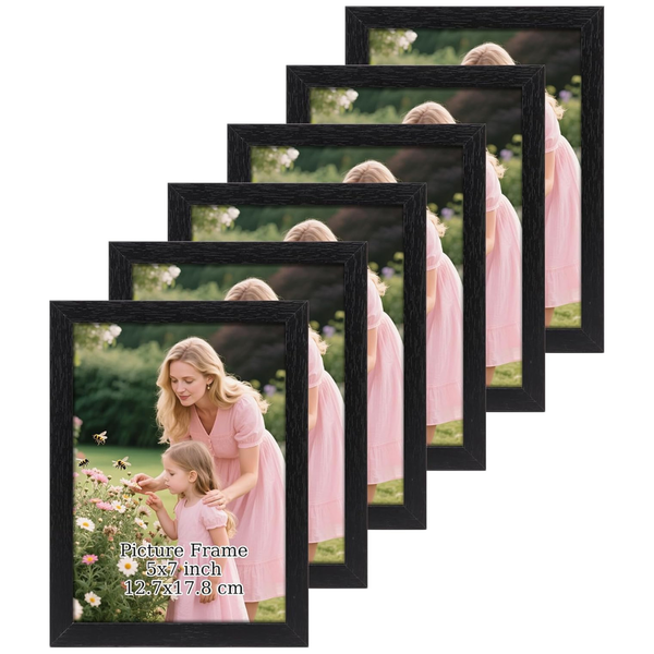6-Count 5" x 7" Classic Black Picture Frames Set