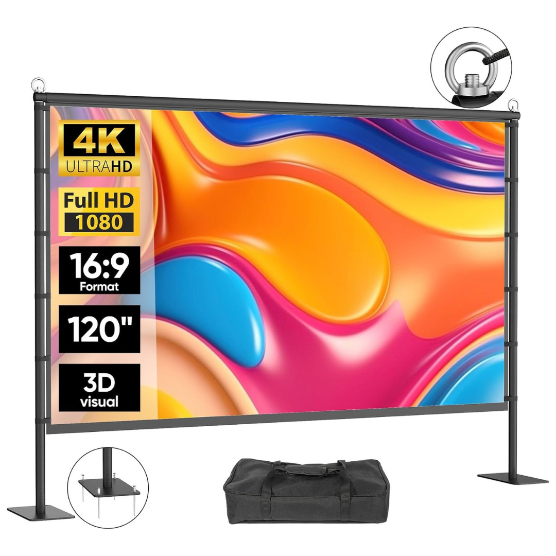 VOOPVOR 120" Outdoor Projector Screen With Stand