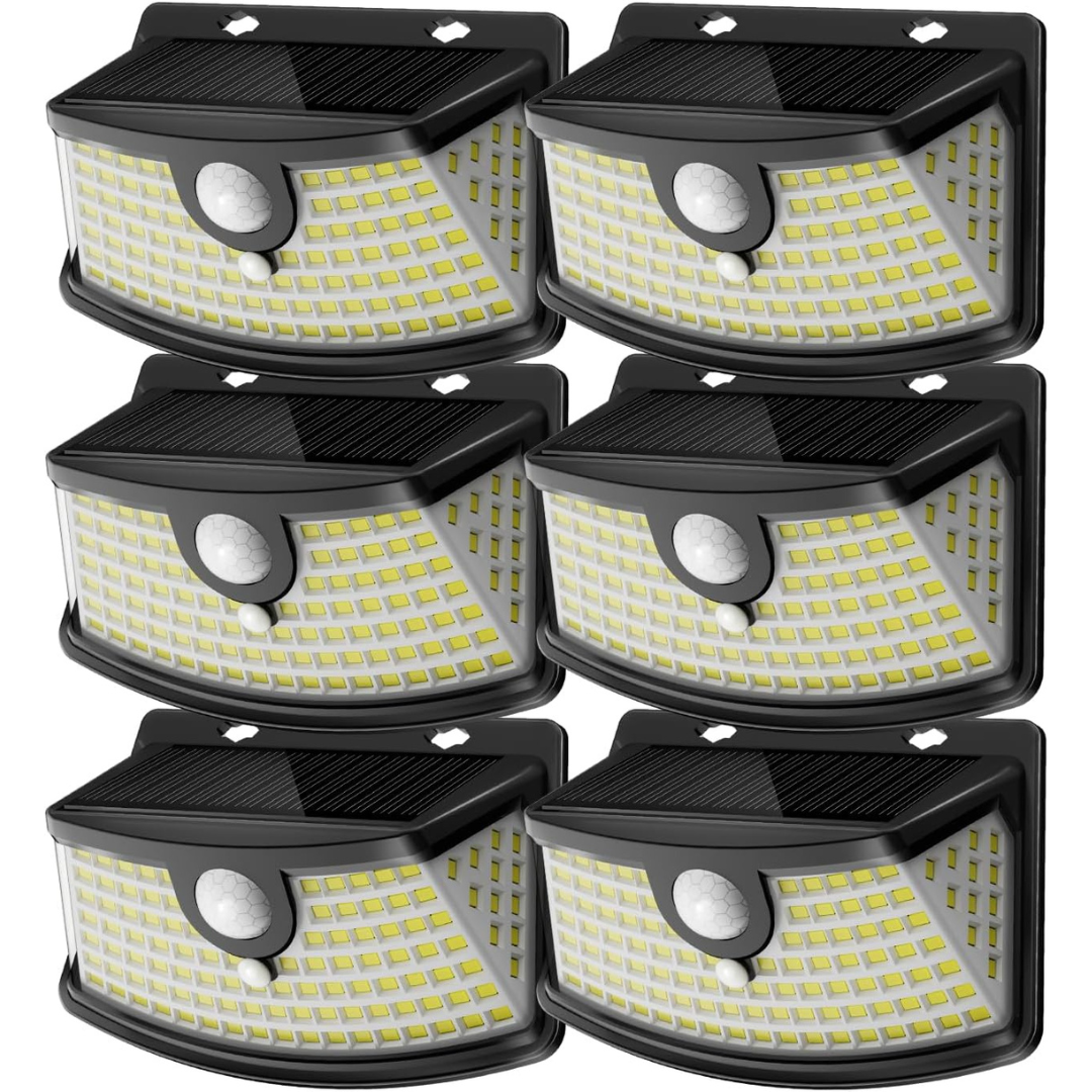 6-Pack 120-LED Solar Motion Sensor Lights W/ Reflector (Daylight White)