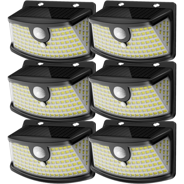 6-Pack 120-LED Solar Motion Sensor Lights W/ Reflector (Daylight White)