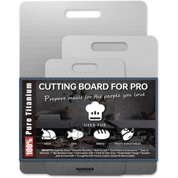 Set Of 3 Titanium Double-Sided Food Grade Cutting Boards (10", 12" & 16")