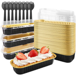 50-Pack 6.8oz Disposable Mini Loaf Pans With Lids & Spoons