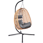 Patio Wicker Cushioned Swing Egg Chair With Stand