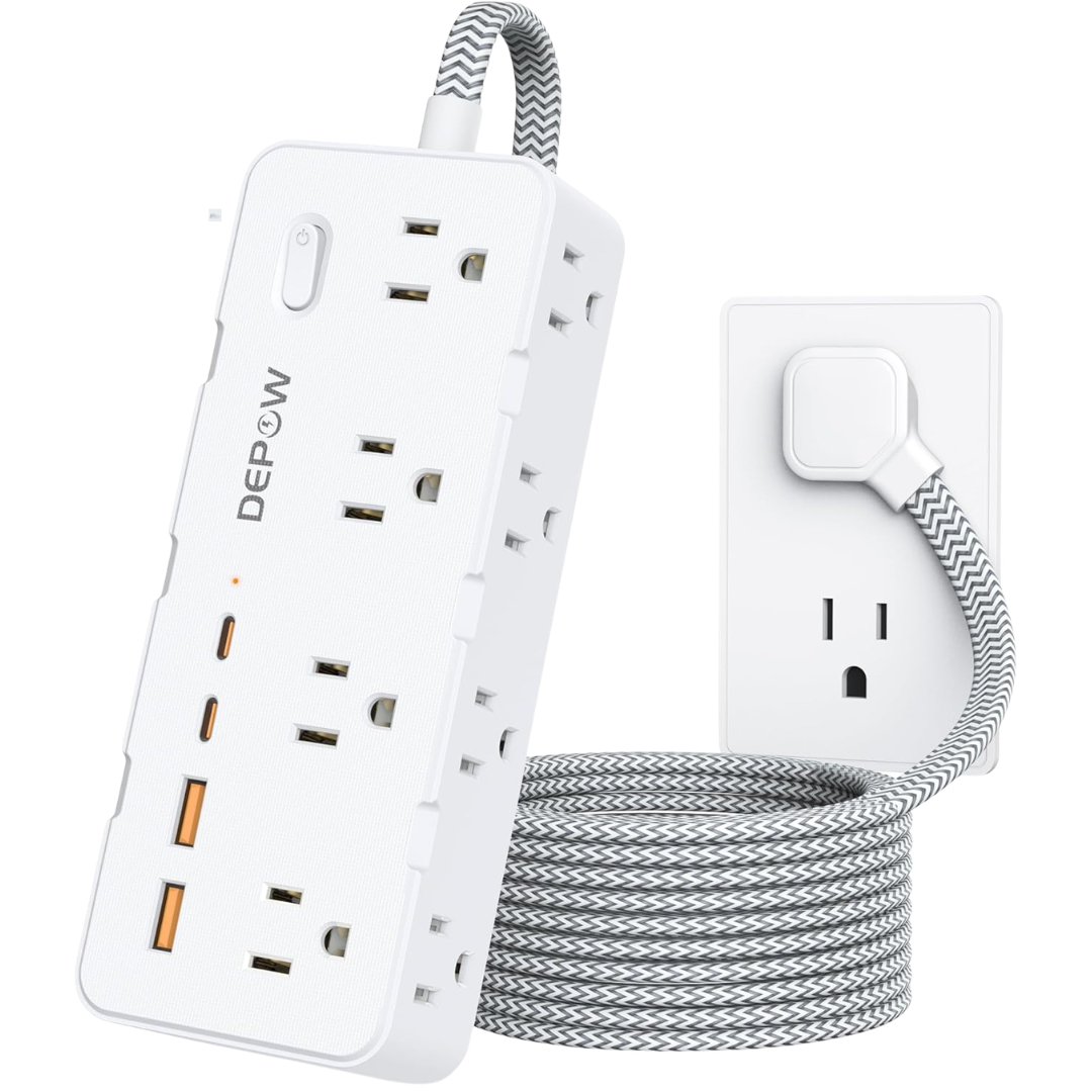 8-AC Outlets & 4-USB Ports 5-Ft Power Strip Surge Protector