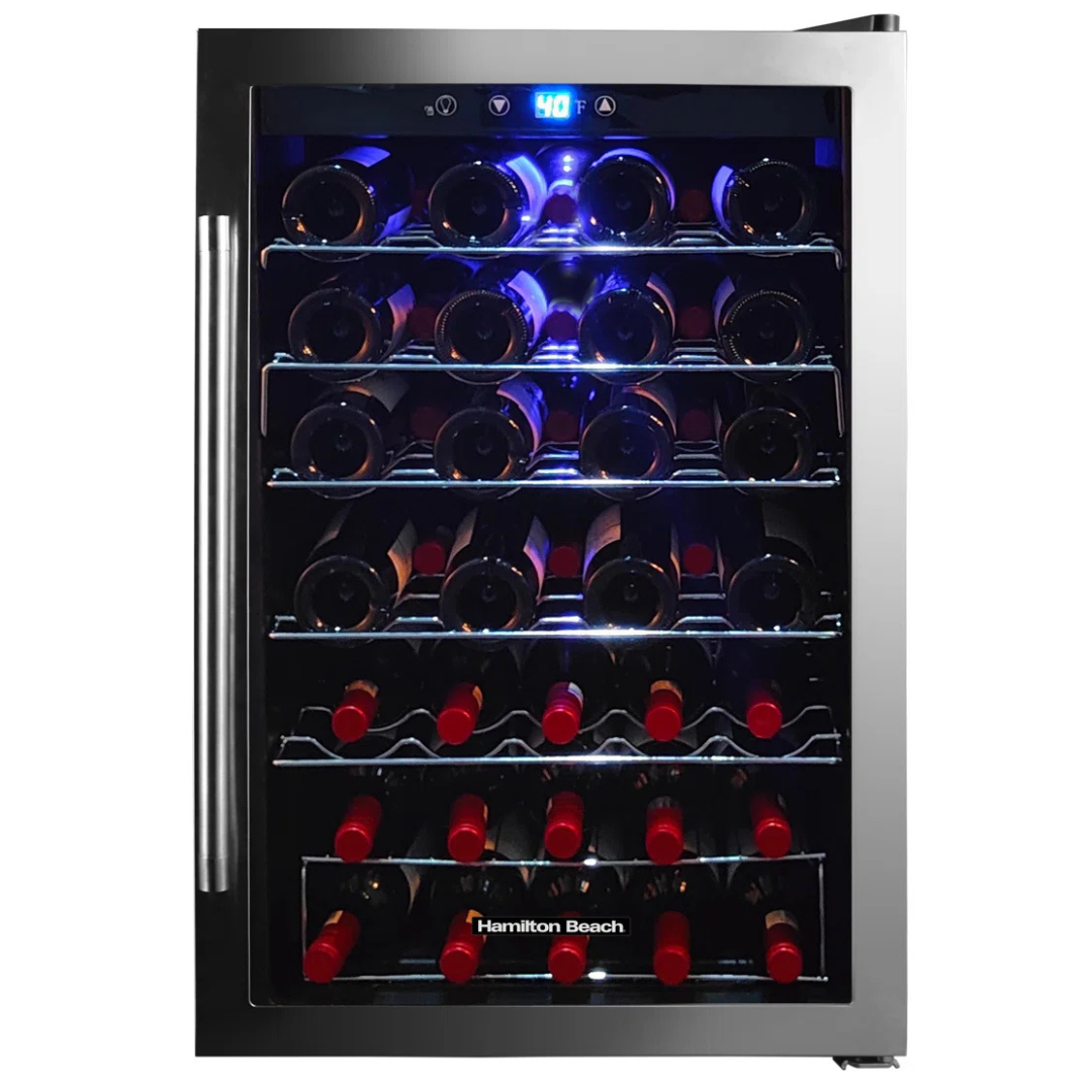 43-Bottle Hamilton Beach Wine Cooler Fridge Cellar W/ Curved Wire Shelves
