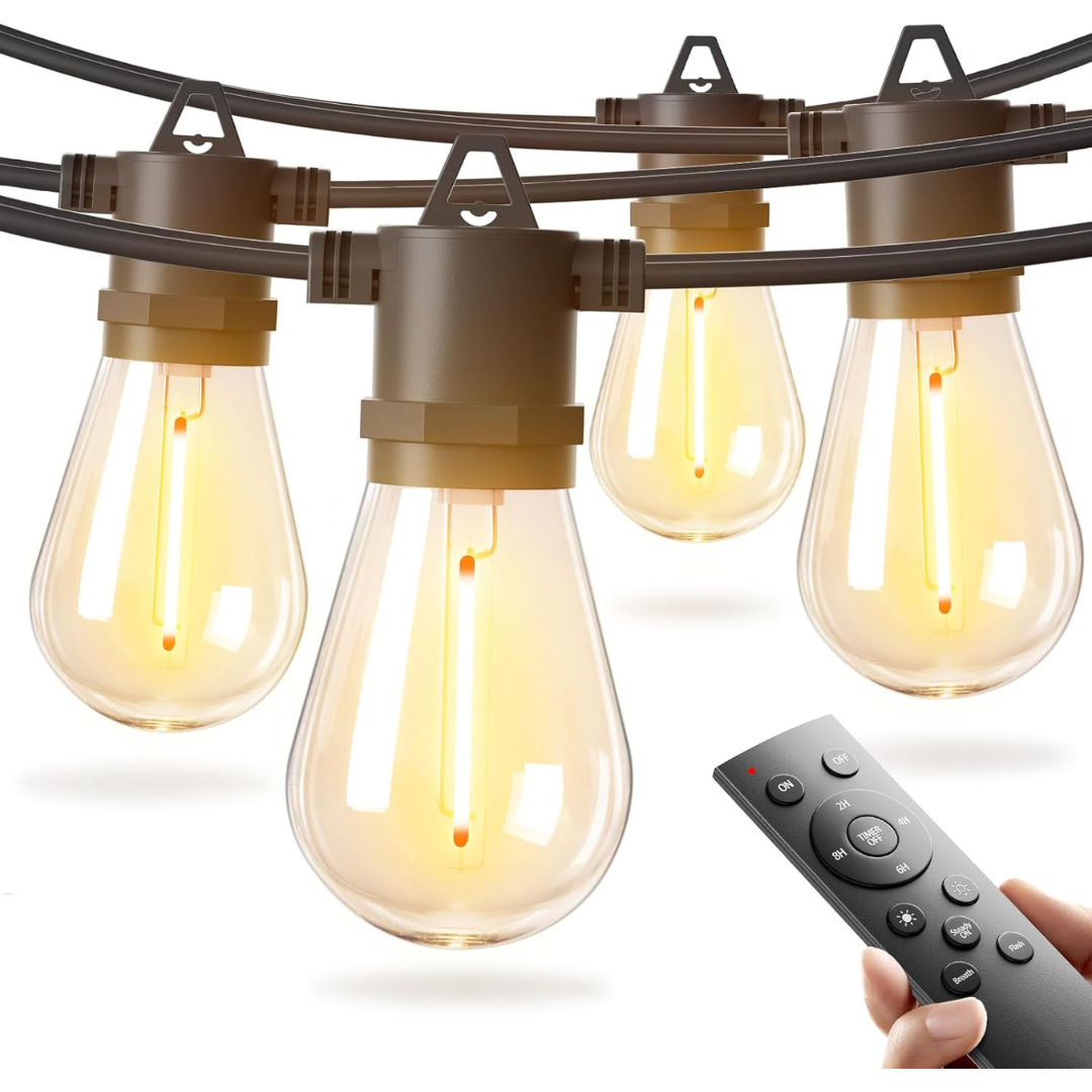 50ft LED Outdoor String Lights With Edison Shatterproof Bulbs