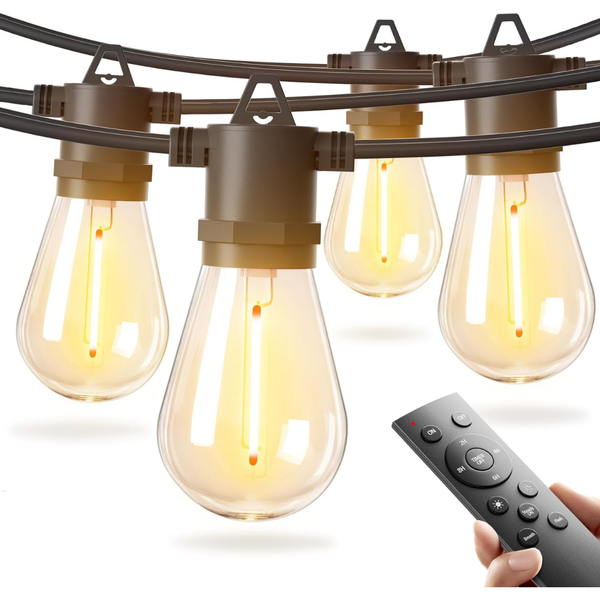 50ft LED Outdoor String Lights With Edison Shatterproof Bulbs