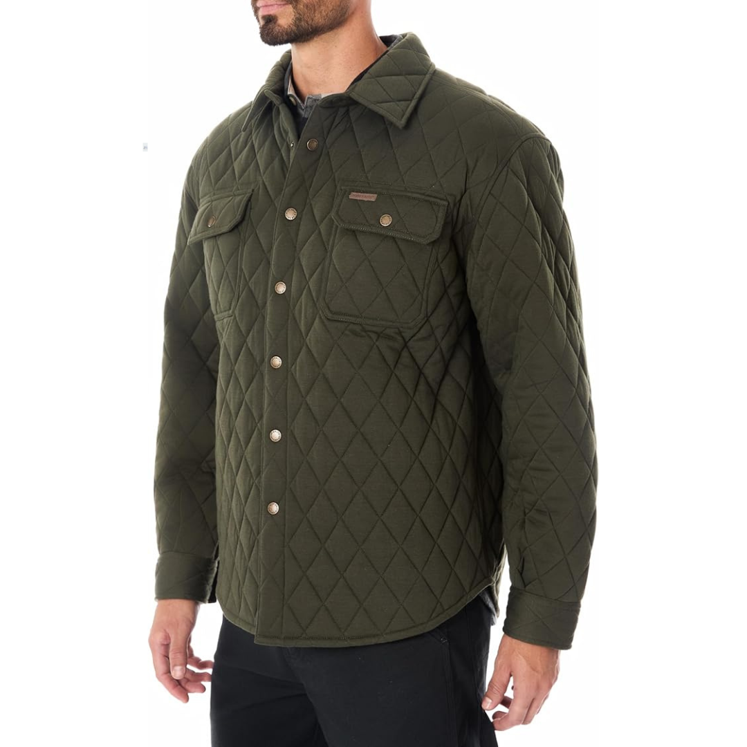 Men's Smith's Workwear Snap Closure Diamond Quilted Shirt Jacket