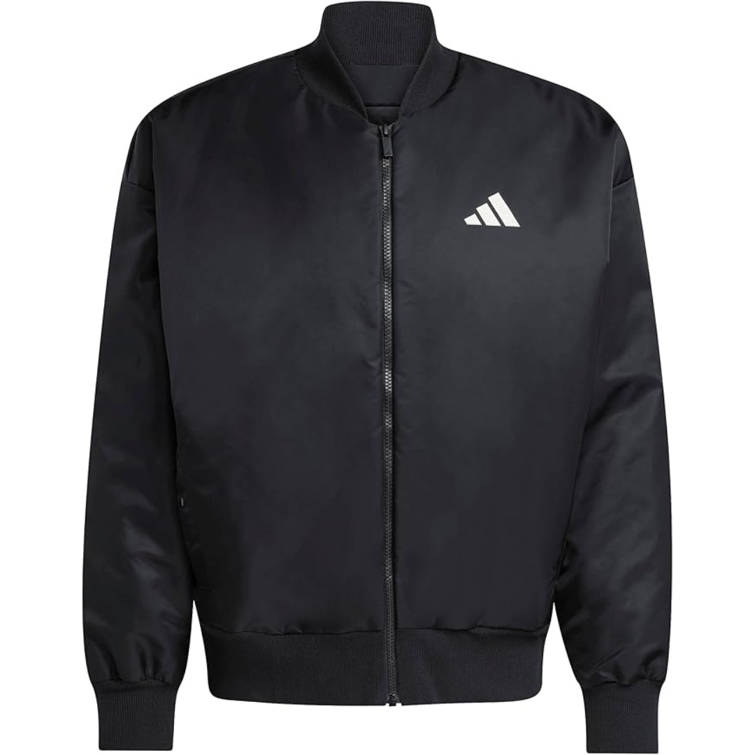 Adidas Men's Stadium 3-Stripes Waxed Woven Bomber Jacket