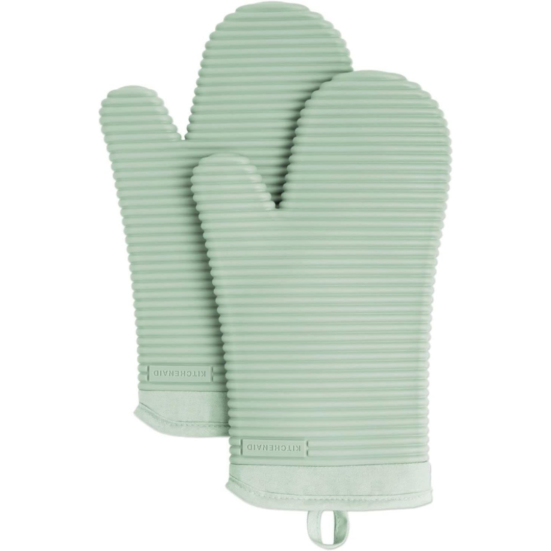 Set Of 2 KitchenAid Ribbed Soft Silicone Oven Mitts