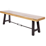 Catriona Outdoor Acacia Wood Bench With Metal Accents