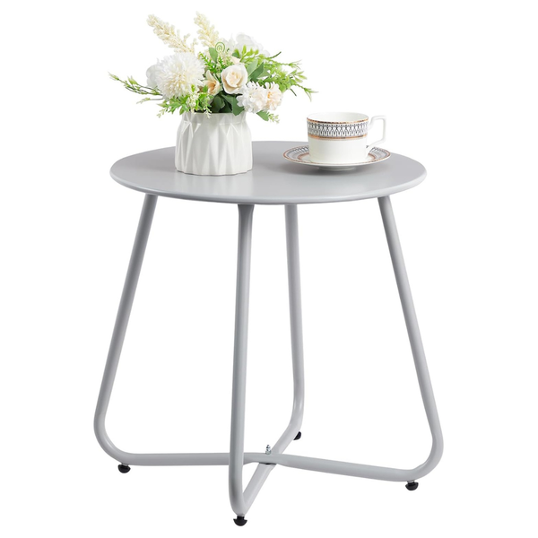 17.32" Portable Round Metal Side Table