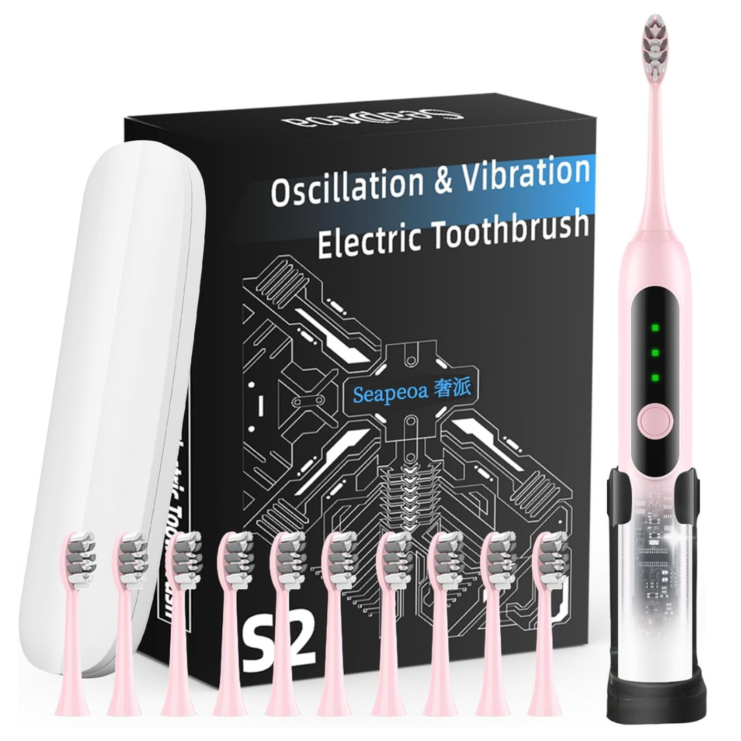 Sonic Electric Toothbrush With 10 Brush Heads (Various)