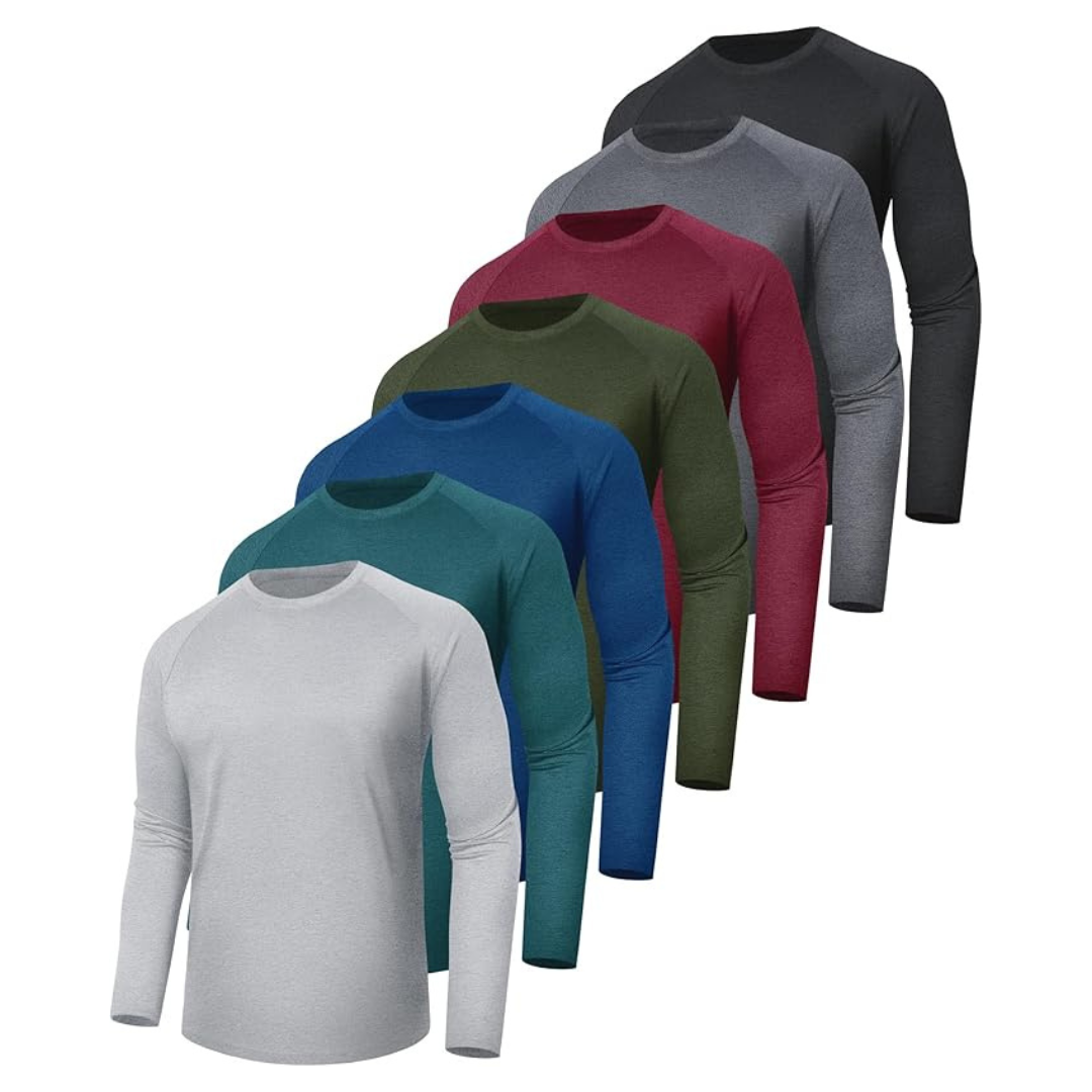 7-Pack BOOJO Men's UPF 50+ Quick-Dry Moisture-Wicking Shirts