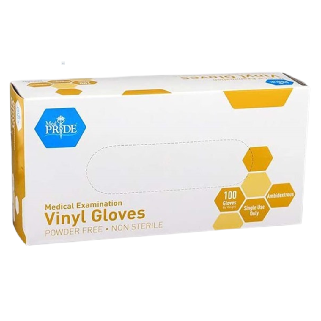 100-Count MedPride Powder-Free Medical Vinyl Exam Gloves