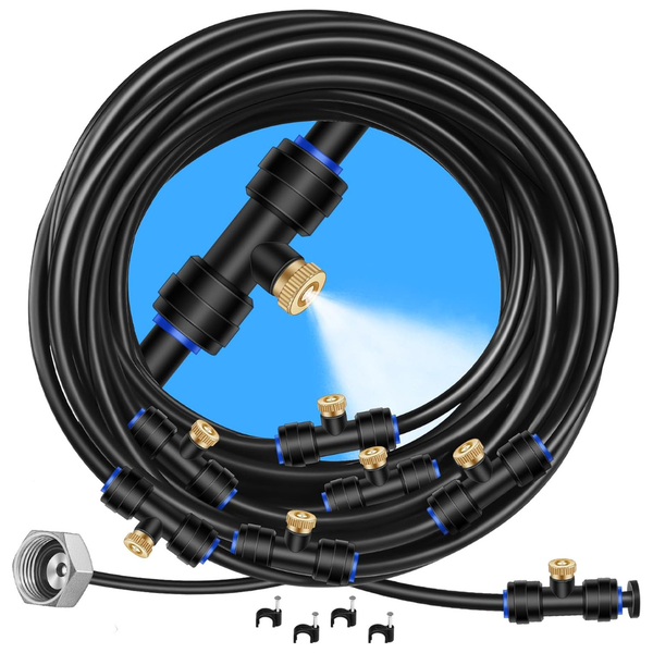 26ft Misting System With 7 Brass Mist Nozzles + Brass Adapter