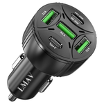 5 Ports 75W PD 3.0 USB C Car Charger Adapter