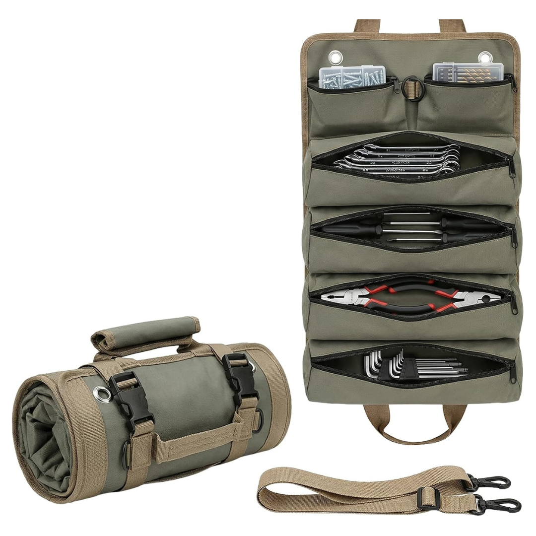 6-Pocket Home Garage Roll-Up Tool Bag Organizer