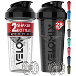 2-Pack 28-Oz Velomix Leak Proof Protein Shaker Bottles W/ Dual Wire Whisks