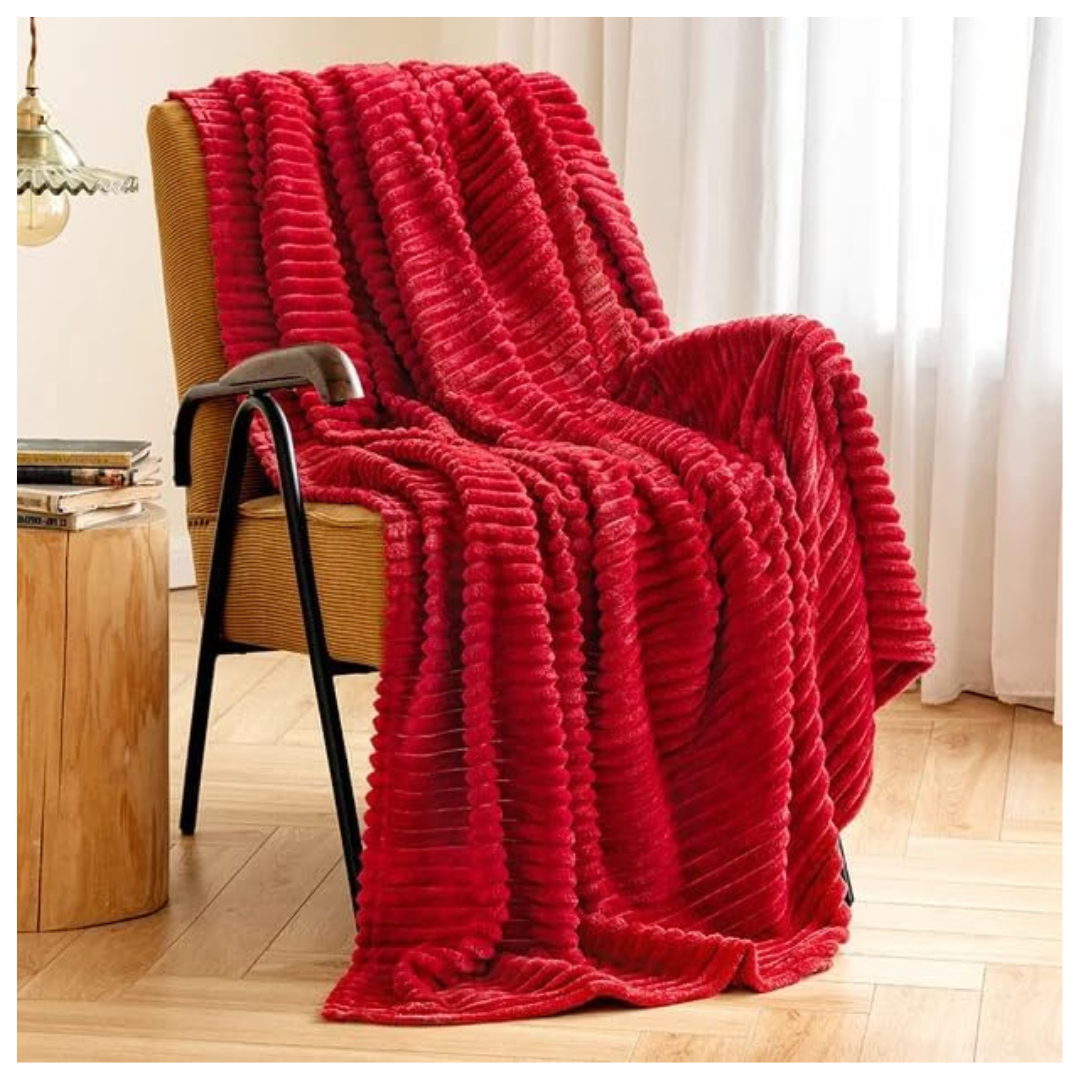 Miulee 3D Ribbed Jacquard Fleece Throw Blanket
