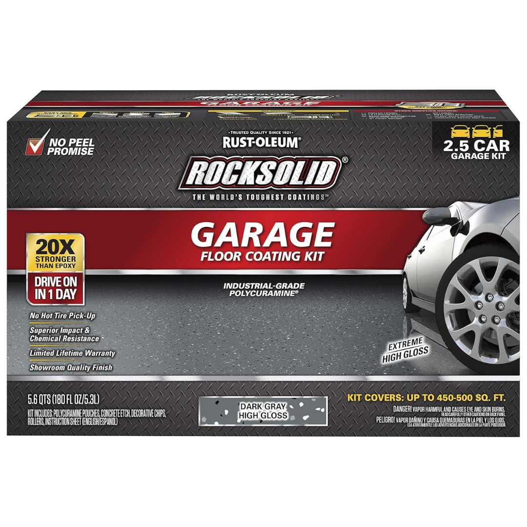 Rust-Oleum RockSolid Polycuramine 2.5 Car Garage Floor Coating Kit