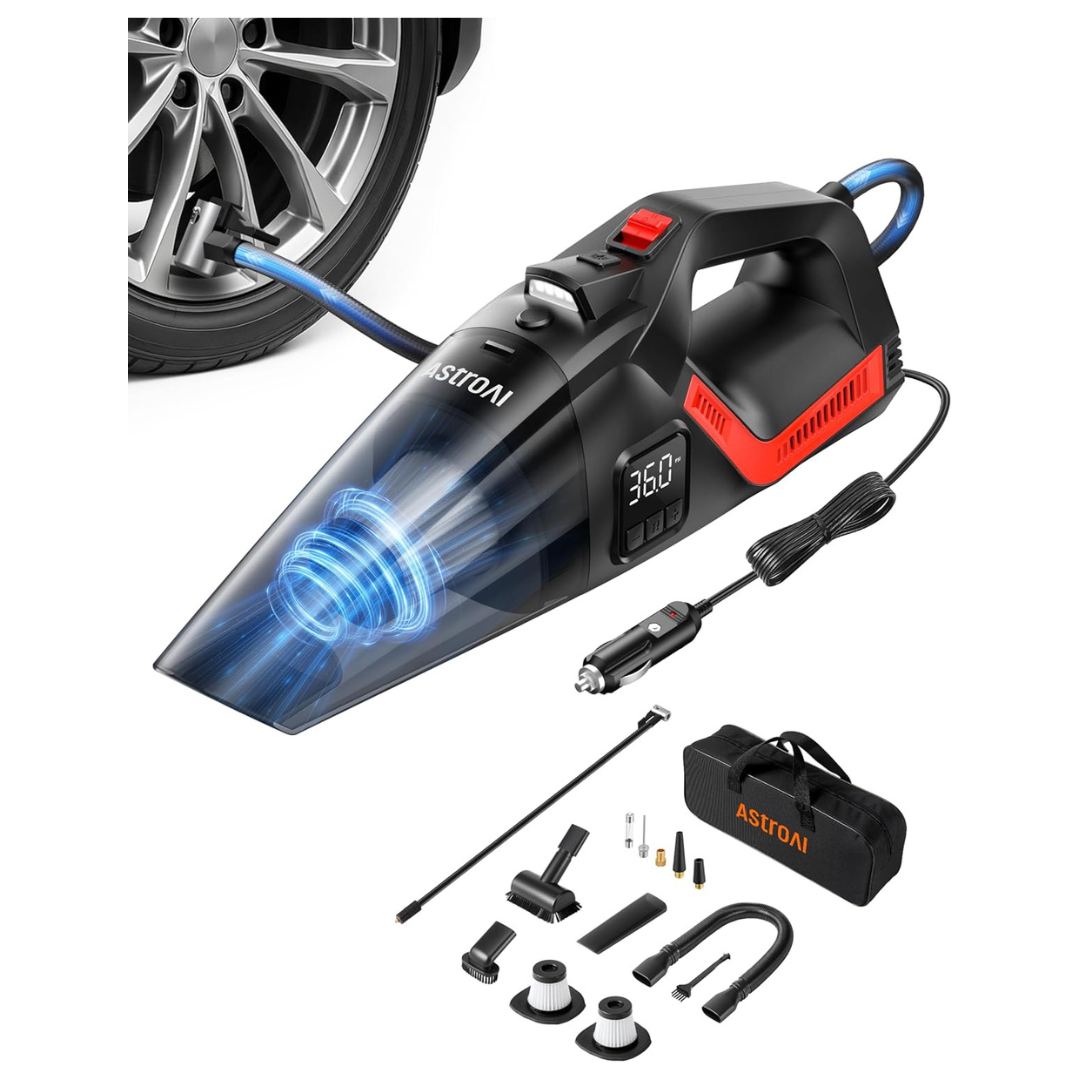 4-in-1 Tire Inflator Portable Car Vacuum Cleaner
