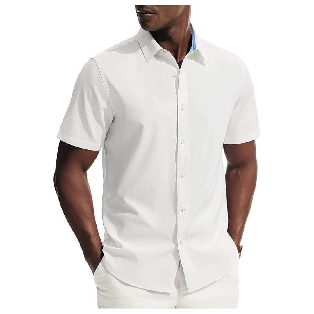 Mens Short Sleeve Stretch Dress Shirts (10 Colors)