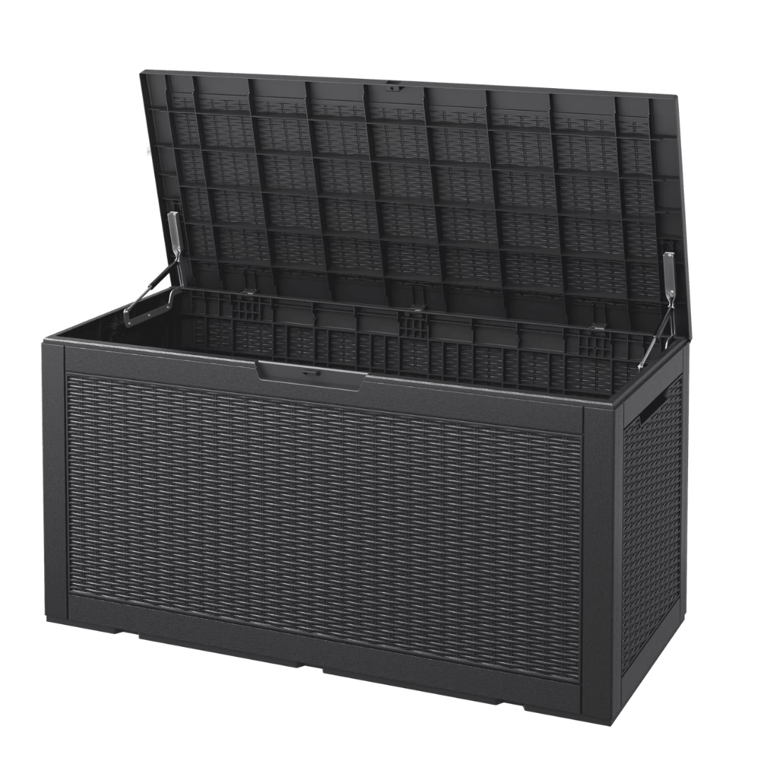 100-Gallon Bifanuo Deck Storage Box W/ Rattan Weave (Black Or Grey)