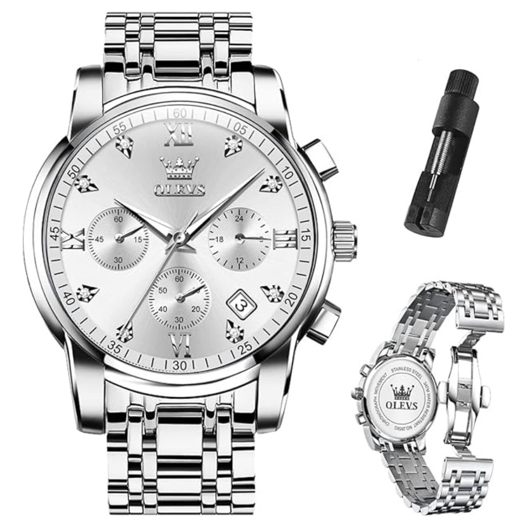 OLEVS Men's Stainless Steel Analog Quartz Silver Watch (Various)
