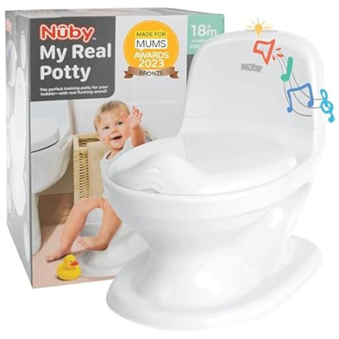 Nuby My Real Potty Training Toilet W/ Life-Like Flush Button & Sound