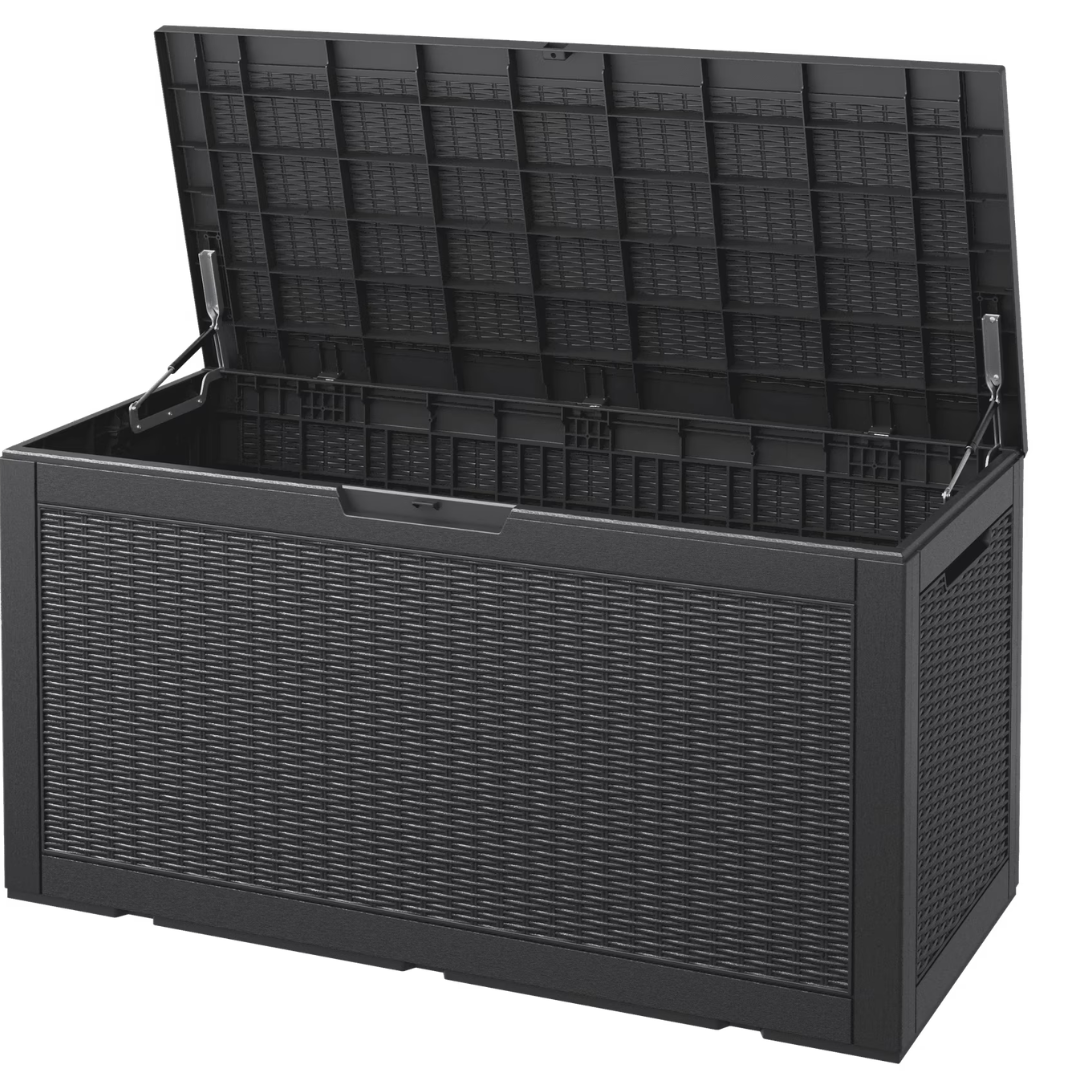 100-Gallon Bifanuo Deck Storage Box W/ Rattan Weave (Black Or Grey)