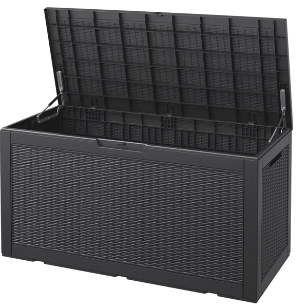100-Gallon Bifanuo Deck Storage Box W/ Rattan Weave (Black Or Grey)
