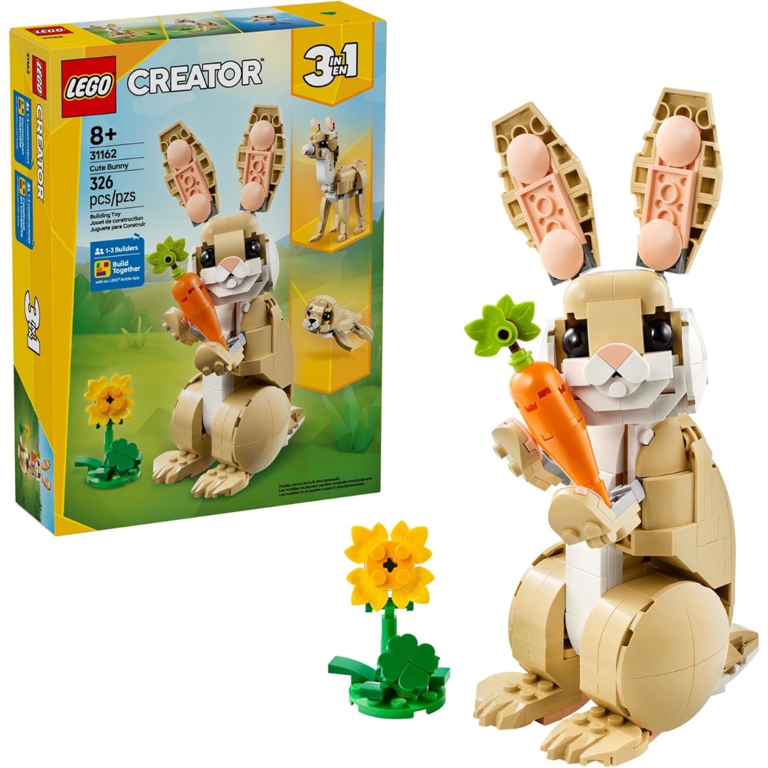 LEGO Creator 3-in-1 Cute Bunny Building Toy Set With 3 Build Options
